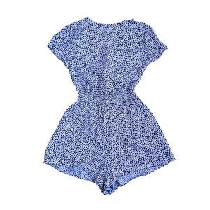 Streetwear Society Polka Dot Romper – Women’s Size S Black & White Tie Front